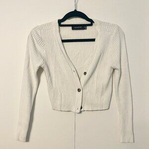 MINKPINK Cream Ribbed V-Neck Button-Front Sweater